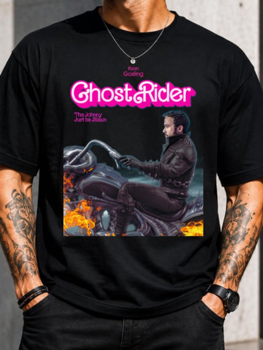 Ryan Gosling Ghost Rider x Barbie This Johnny Just Be Blazin Unisex T-Shirt